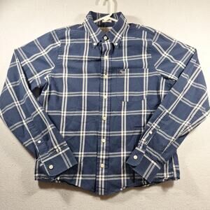 abercrombie fitch button down shirt Plaid Mens Large Embroidered Logo